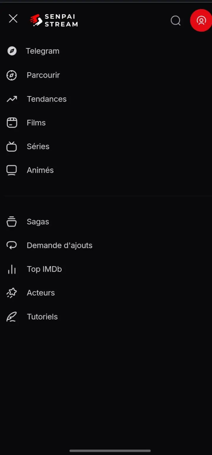 Senpai Stream home screen showing featured anime.
